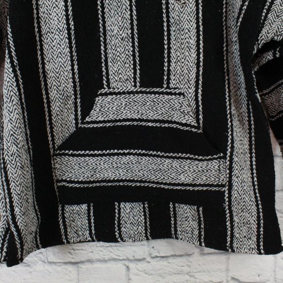 Mexican Blues Blue Baja Kangaroo Pocket Hooded Rug Style Sweater Size S - Picture 4 of 9